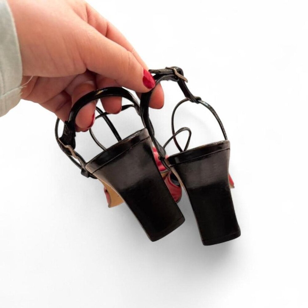 Red Coup d’état leather strappy heels - Picture 3 of 5